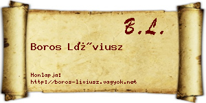 Boros Líviusz névjegykártya